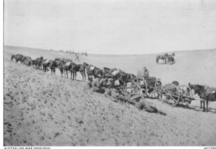 1st Division Signallers in North Egypt resting next to their cables. Photographer unknown, photograph source AWM A02780