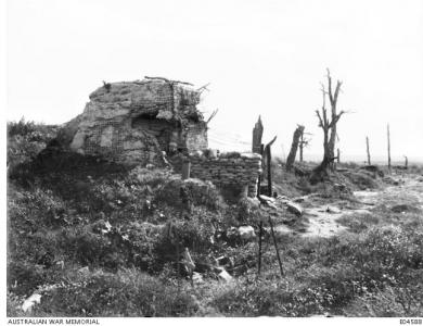 &#039;Gibraltar&#039;, a damaged German redoubte at Pozieres 1917. Photographer unknown, photograph source AWM E04588