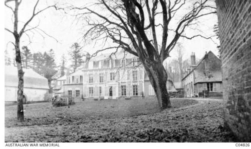 3rd Field Coy. Engineers HQ at Chateau Fouacourt, France. Photographer unknown, photograph source AWM C04826 