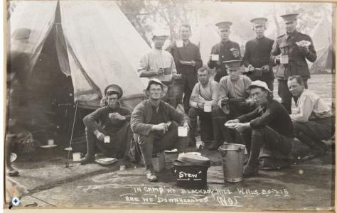 51st Bn. at Blackboy Hill Training Camp 20.7.1915. John Allen Law standing Centre. Photographer unknown, photograph source SLWA BA88/3