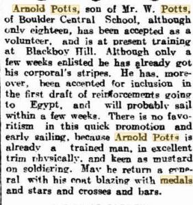 Arnold Potts. The Sun Kalgoorlie 28.2.1915 p5 