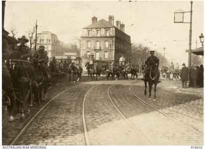 Artillery AIF Troops arrive at Le Havre en route to the Base Camp. April 1916.  French Official Photograph, photograph source AWM H16632