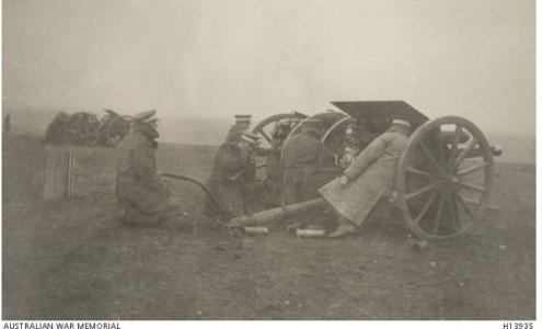 Artillery Training at Larkhill, UK.  December 1916. Photograph donor Captain A.W. McMillan, photograph source AWM H13935