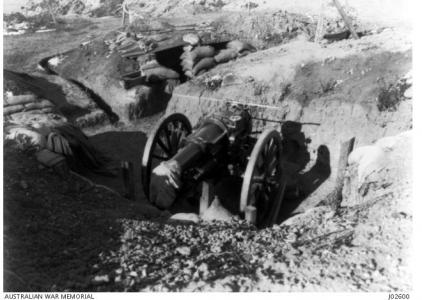 Artillery at Shellgreen Gallipoli 1915. Photograph donor Lt.-Col. A.M. Martyn, photograph source AWM J02600