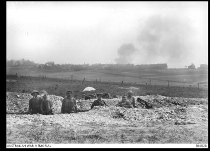 Australian Troops near Villers-Bretonneux April-June 1918. Photographer unknown, photograph source AWM E04828