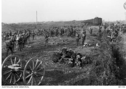 British Troops entaining at Popperinghe Gate, October 1917. Photographer unknown, photograph source AWM E01193