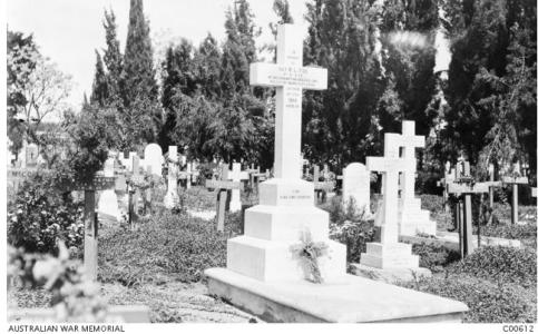 Cairo War Memorial Cemetery c 1916 with graves of Australian Soldiers. Photographer unknown, photograph source AWM C00612