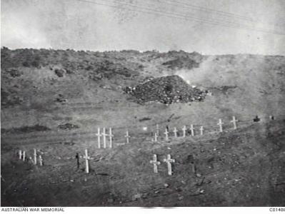   Cemetery near Lone PIne 1915 .Photographer unknown, photograph source AWM C01486