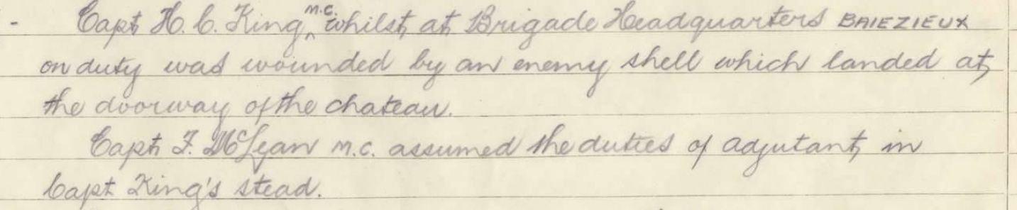 Cptn. H. C. King.   AWM 28th Bn. War Diaries  7.4.1918 