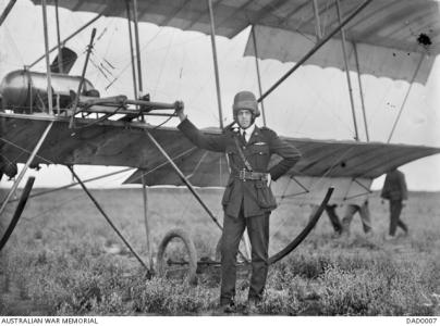 2nd Lieut. Lionel Ernest Cooke at the central Flying School Werribee,Vic. c1915. Photo source AWM DAD0007