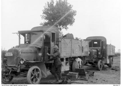 Framerville, German truck captured in August 1918. Photographer unknown, photograph source AWM E02912