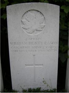 Grave of William Henty Rason. Photographer Julie Lukins, photograph source Canadian Virtual War Memorial website