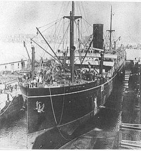 HMAS 'Berrima' under construction 1913. Photographer unknown, unsourced image Wikipedia