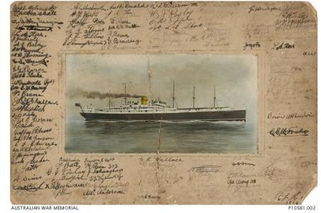 HMAT &#039;Argyllshire.&#039; Photographer unknown, photograph source AWM P10581.002