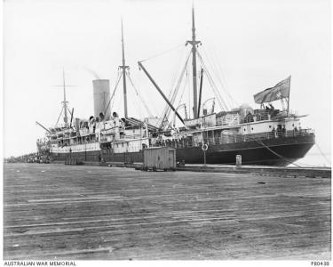 HMAT 'Hororata'. Photographer unknown, photograph source AWM PB0438