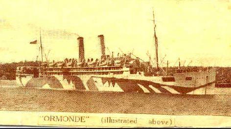 HMAT &#039;Ormonde&#039;. Photographer unknown, photograph source sharpesonline.com