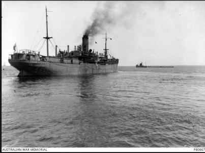 HMAT 'Port Lincoln'. Photographer unknown, photograph source AWM PB 0867