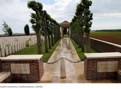 Heath Military Cemetery, Harbonnieres. Photograph source WW1 Western Front web