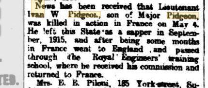 I.F.W.Pidgeon. Image source West Australian Newspaper 16.5.1917 p7