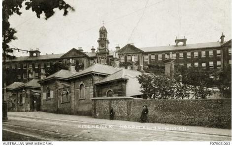 Kitchener Hospital, Brighton, Sussex 1917-18. Photographer unknown, photograph source AWM P07908.003 