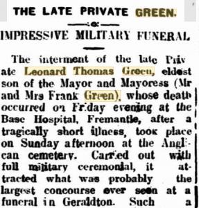 L.T. Green. Image source Geraldton Guardian 15.1.1918 p2