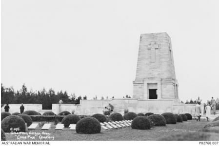 Lone Pine Memorial Gallipoli 1936. Photograph donor J.Richter, photograph source AWM P02768.007
