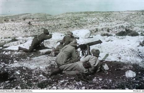 Machine Gunners of the 3rd Australian Light Horse. Photographer F. Hurley, photograph source P0361.087