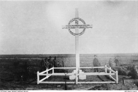 Memorial to the Australian soldiers and officers who fell at Mouquet Farm and Pozieres 1916. Photographer unknown. Photograph source AWM P039001