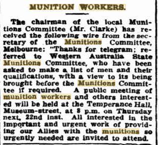 Munitions Workers. Sunday Times 18.7.1915 p2    