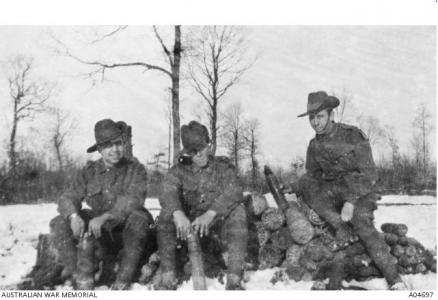 North Russian Relief Forces. 3 unidentified Australians from the 45th Bn. of Royal Fusiliers 1919. Photographer not known,  photograph source AWM A0469