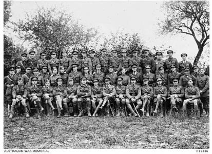 Officers, 3rd Squadron AFC. Premont, France Oct.1918 (Blundell Middle row 4th from Rt) Photo source AWM H1533