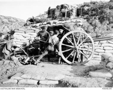  Artillery at Gallipoli. Photographer unknown, photograph source AWM P00046.041
