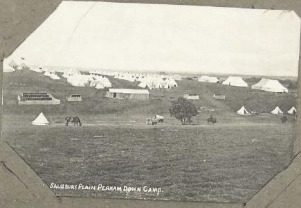 Perham Downs Camp, Salisbury Plains. Post card