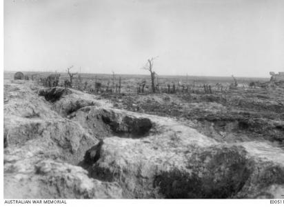 Pozieres village destroyed by shell fire 1916. Photographer unknown, photograph source AWM E00511