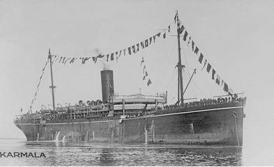 RMS &#039;Karmala&#039;. Photograph sourced and reproduced with permission of Great Southern Cards