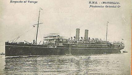 RMS 'Mongolia'. Post card for the Peninsula Orient Coy 