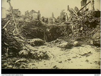 Ruins of Neuve Eglise 1917. Photographer unknown, photograph source AWM H03457