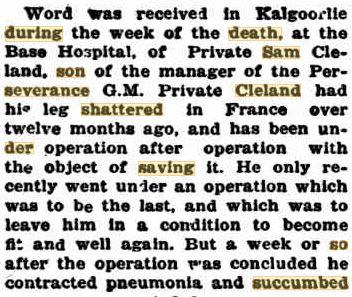 S. D. Cleland. Image source The Sun Kalgoorlie 19.1.1919 p6