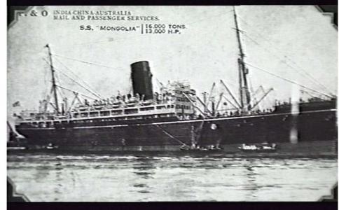 SS &#039;Mongolia&#039;. Postcard source AWM 30367, Naval Collection 