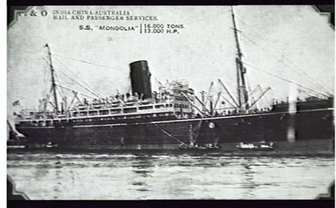 SS 'Mongolia'. Photograph of postcard, source AWM 303637  Naval  History  Collection