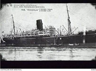 SS &#039;Mongolia&#039;. Postcard. Photograph source Naval History Collection AWM 30363