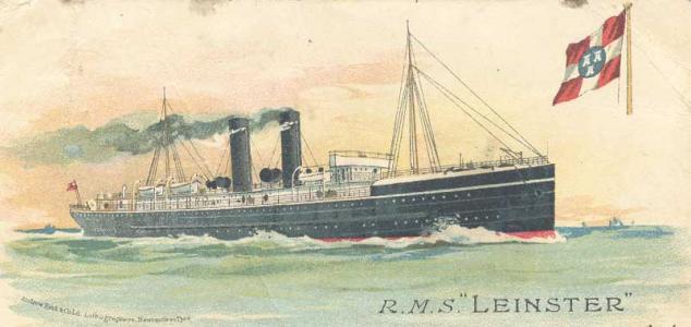 SS Leinster. Post card by Andrew Read, lithographers Newcastle on Tyne 