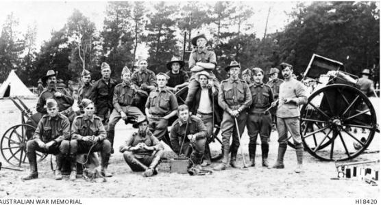 Signallers at Broadmeadows Camp, Vic. 1914. Photographer unknown, photograph source  AWM H18420