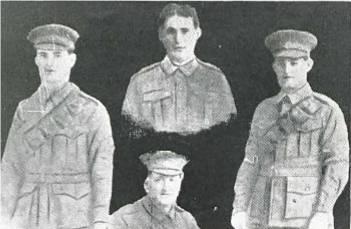 Sons of Thomas  Fry. L-R Thomas, Herbert, Charles and son-in-law Albert Lean in front. Photo reproduced with permission of Hesperian Press 2014 p78