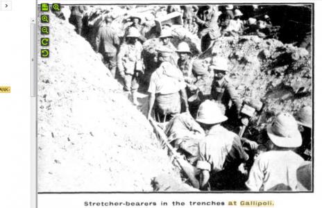 Stretcher bearers at Gallipoli. Photograph source Western Mail 25 12 1915 p1