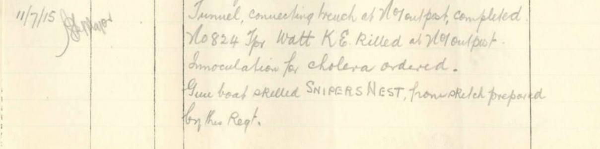Tpr. Watts, K.E. KIA. War Diary 10 LH. Source AWM RCDIG1013541