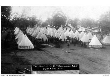 Training Camp at Blackboy Hill 1918. Photographer unknown, photograph source AWM H02001