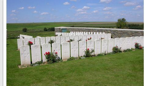 Vaulx Vraucourt Cemetery, Pas de Calais, France.  Photographer unknown, photograph source CWGC