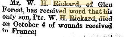 W.H. Rickard. Image source The Swan Express 19.10.1917 p5 