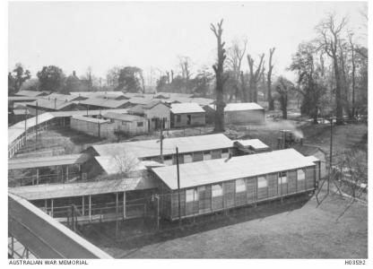 Wards at the No.1 General Hospital, Harefield, London 1918. Photographer unknown, photograph source AWM H03592